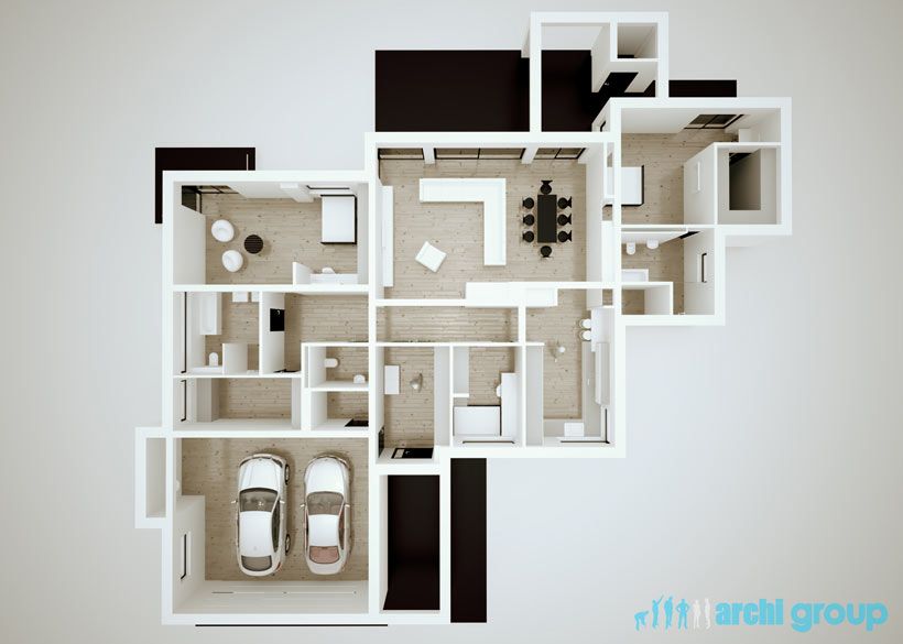 Projekt koncepcyjny wnętrz domu w Nowych Chechle KDC150-2d