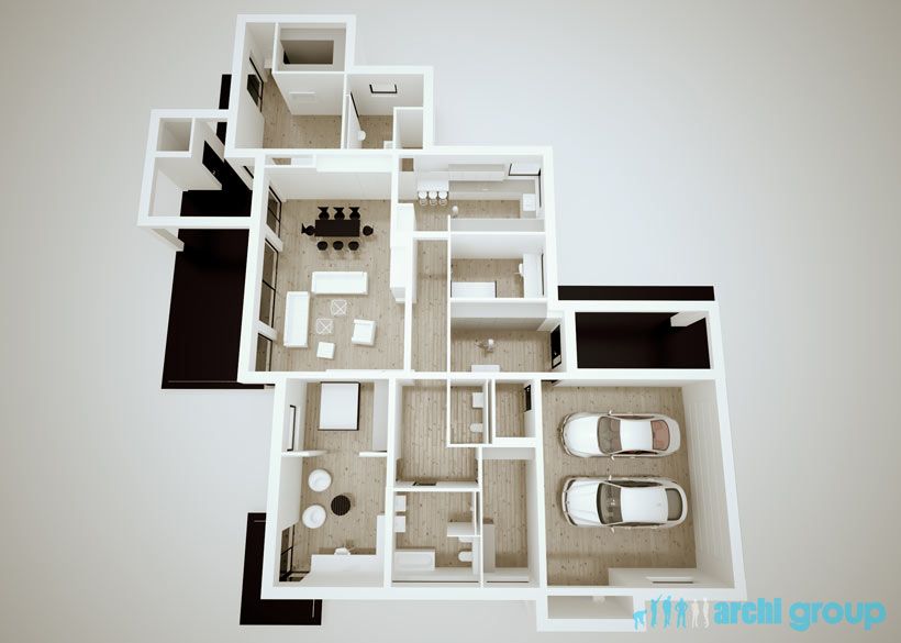 Projekt koncepcyjny wnętrz domu w Nowych Chechle KDC150-3b