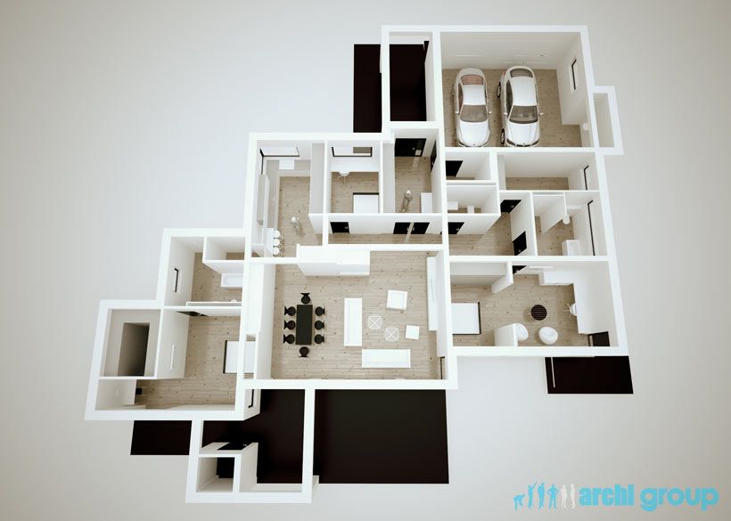 Projekt koncepcyjny wnętrz domu w Nowych Chechle KDC150-4b