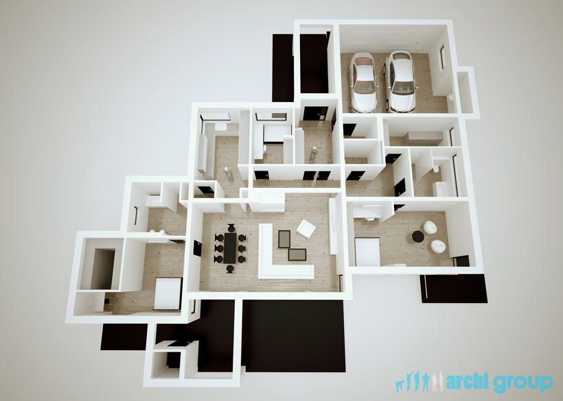Projekt koncepcyjny wnętrz domu w Nowych Chechle KDC150-4c