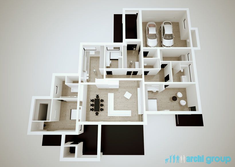 Projekt koncepcyjny wnętrz domu w Nowych Chechle KDC150-4d