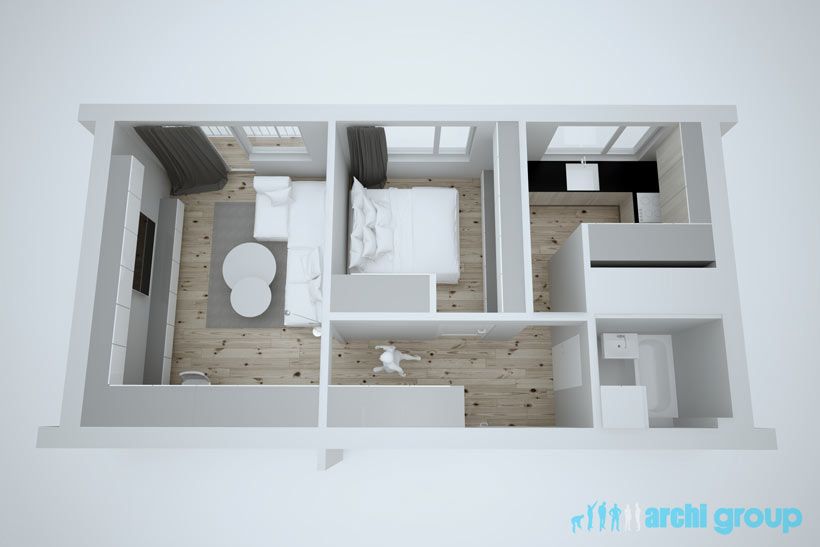 Projekt koncepcyjny wnętrz mieszkania w Zabrzu KMZ45-1a