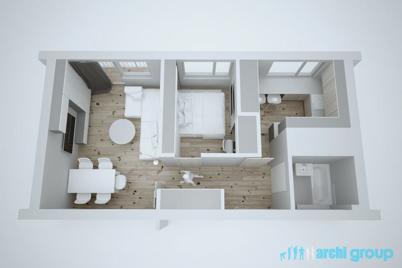 Projekt koncepcyjny wnętrz mieszkania w Zabrzu KMZ45-1b