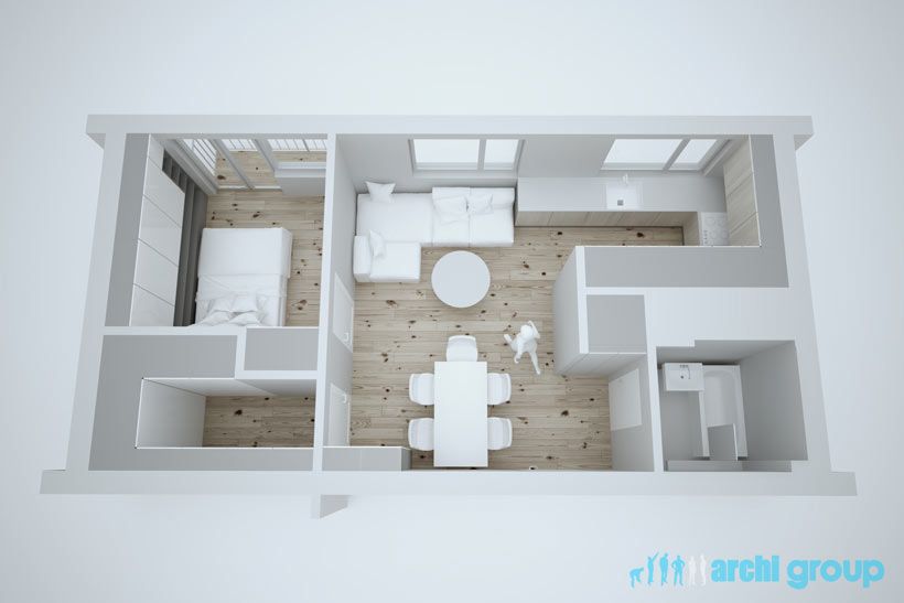 Projekt koncepcyjny wnętrz mieszkania w Zabrzu KMZ45-1c