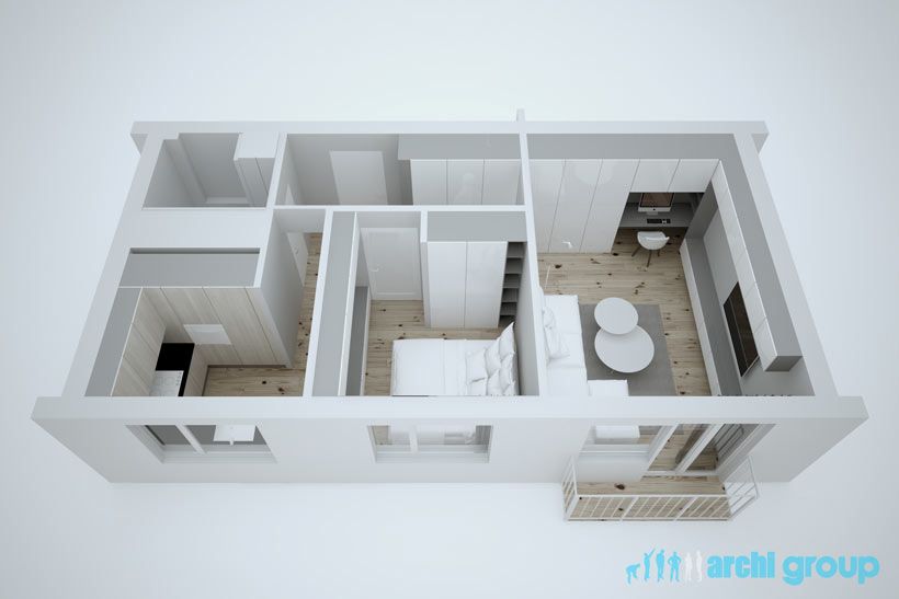Projekt koncepcyjny wnętrz mieszkania w Zabrzu KMZ45-2a