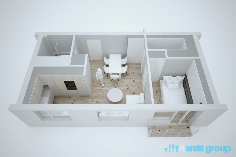 Projekt koncepcyjny wnętrz mieszkania w Zabrzu KMZ45-2c