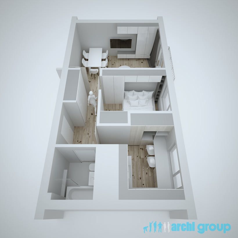 Projekt koncepcyjny wnętrz mieszkania w Zabrzu KMZ45-3b