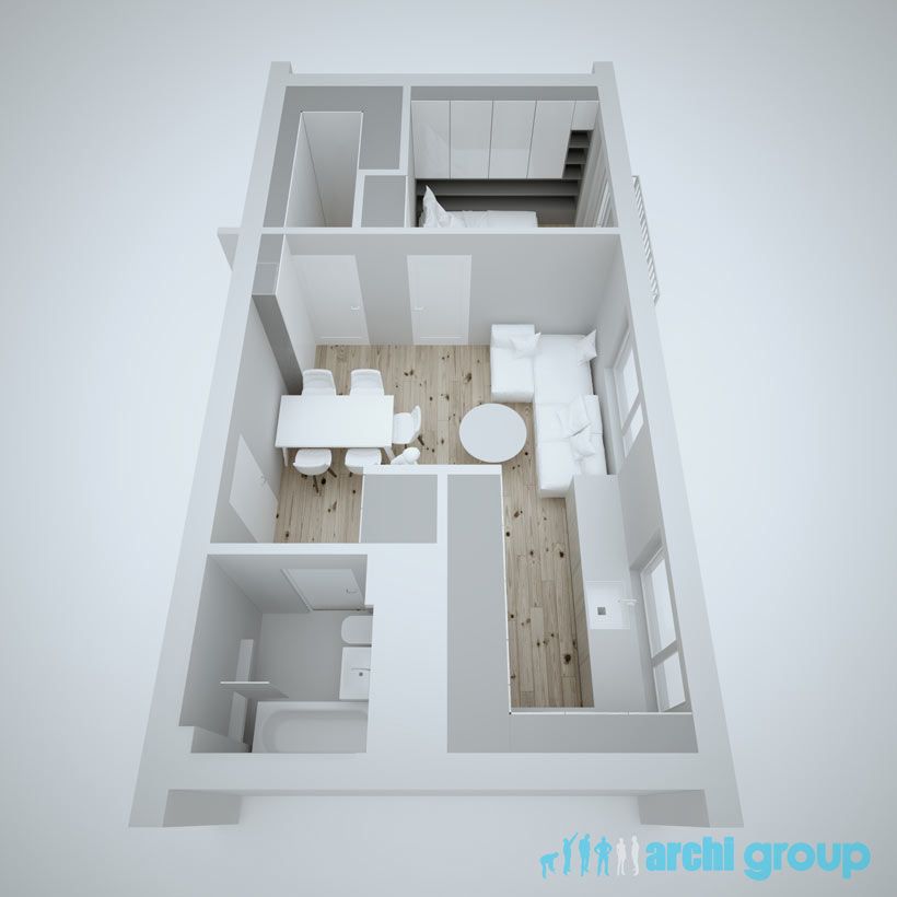 Projekt koncepcyjny wnętrz mieszkania w Zabrzu KMZ45-3c