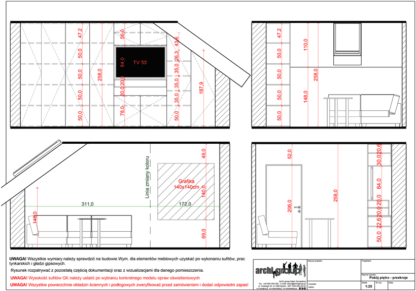 Projekt wykonawczy wnętrz domu jednorodzinnego w Mikołowie WDM132 img13