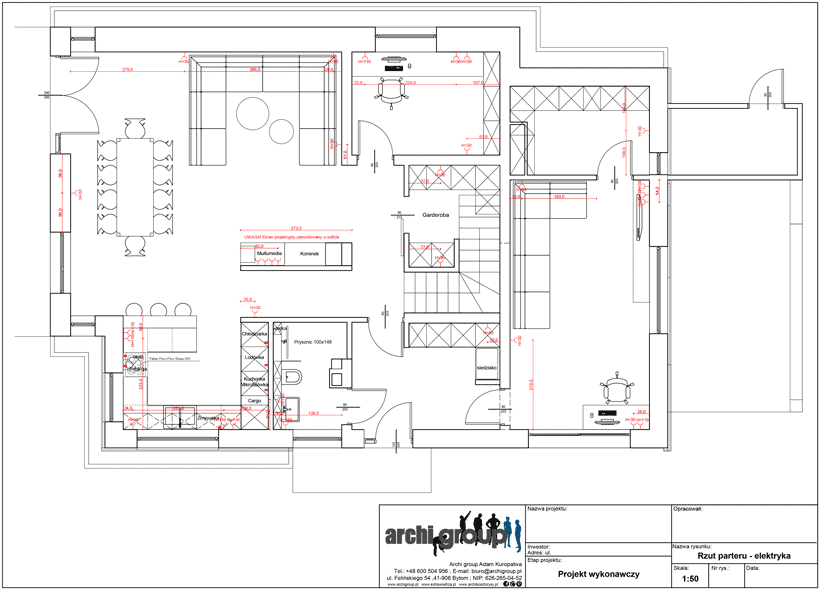 Projekt wykonawczy wnętrz domu jednorodzinnego w Orzeszu img5