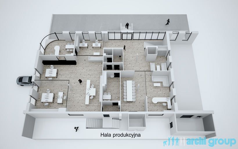 Projekt koncepcyjny wnętrz powierzchni biurowej w Gliwicach KBG350-2a