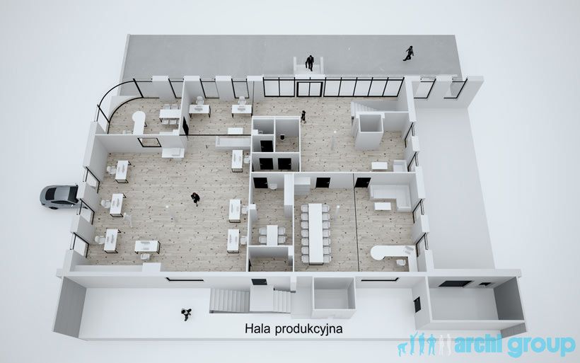 Projekt koncepcyjny wnętrz powierzchni biurowej w Gliwicach KBG350-2e