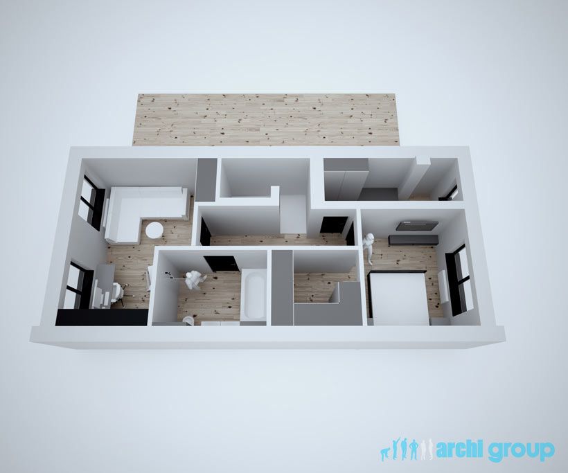 Projekt koncepcyjny wnętrz domu w Gliwicach KDG105 -4c