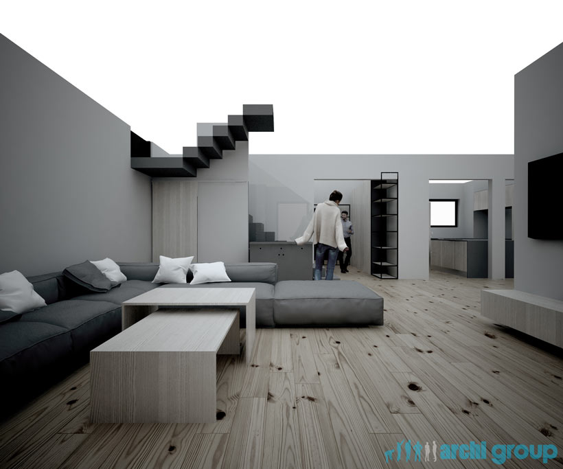 Projekt koncepcyjny wnętrz domu w Miasteczku Śląskim KDM240-4a