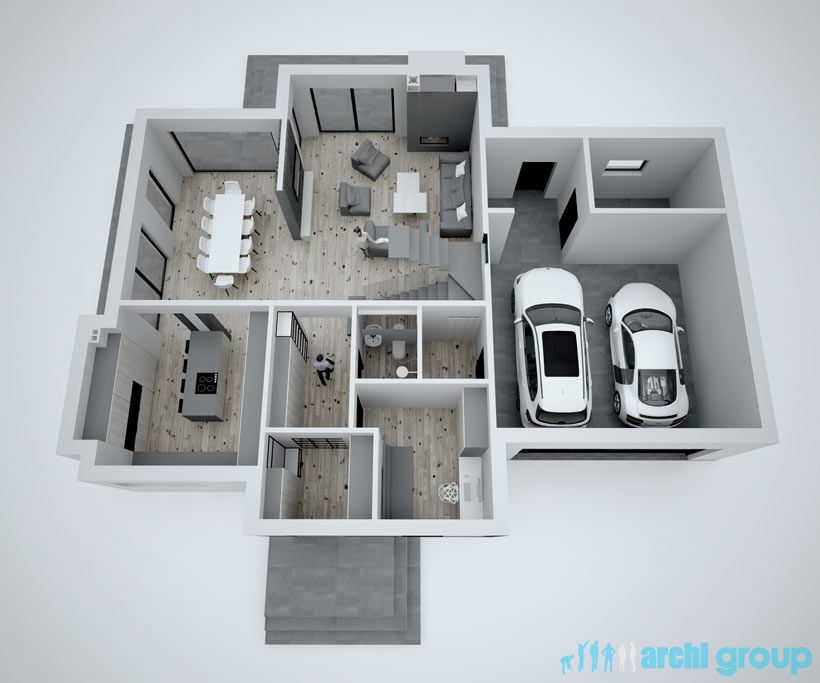 Projekt koncepcyjny wnętrz domu w Miasteczku Śląskim KDM240-1c