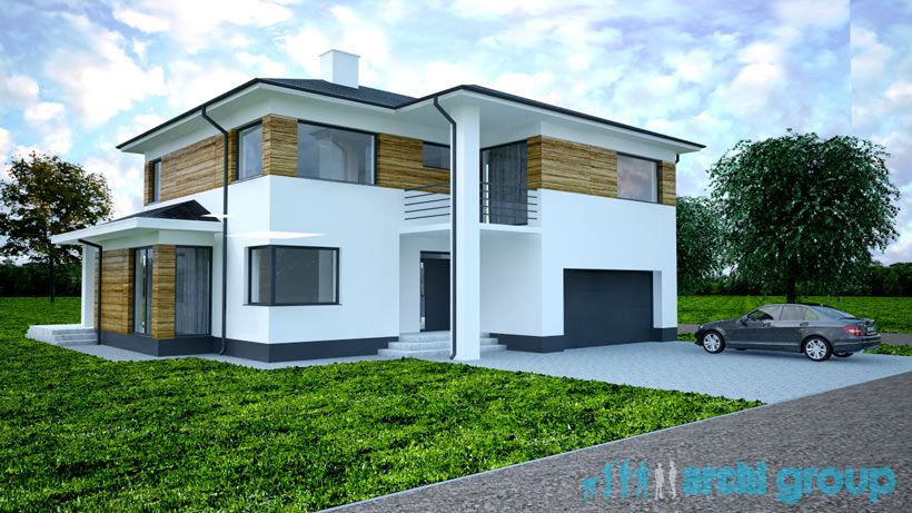 Projekt koncepcyjny elewacji domu w Tarnowskich Górach KET200 -1c