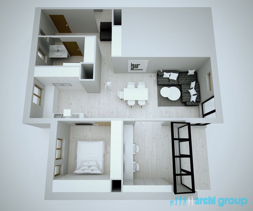 Projekt koncepcyjny wnętrz mieszkania w Katowicach KNK70-3b