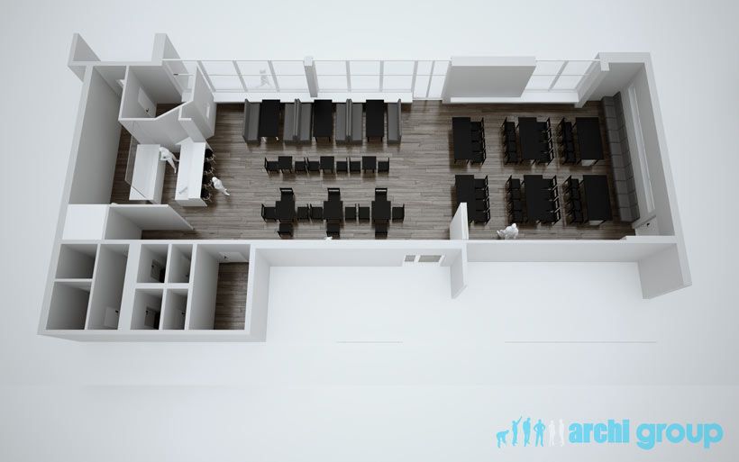 Projekt koncepcyjny wnętrz restauracji w Tarnowskich Górach KRT160-1a
