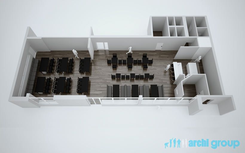 Projekt koncepcyjny wnętrz restauracji w Tarnowskich Górach KRT160-2a